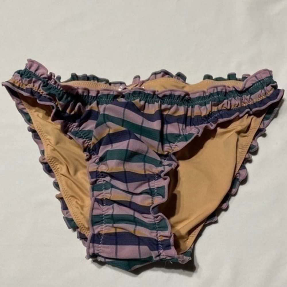 Madewell Second Wave Ruffled Plaidā Bikini Bottom Size XXS NWT